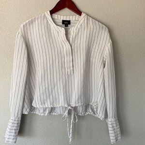 Mossimo striped linen button pullover
